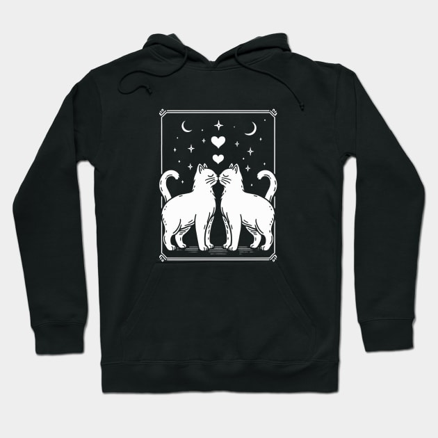 Starry Kiss: Cats in Love Hoodie by Lovely Animals